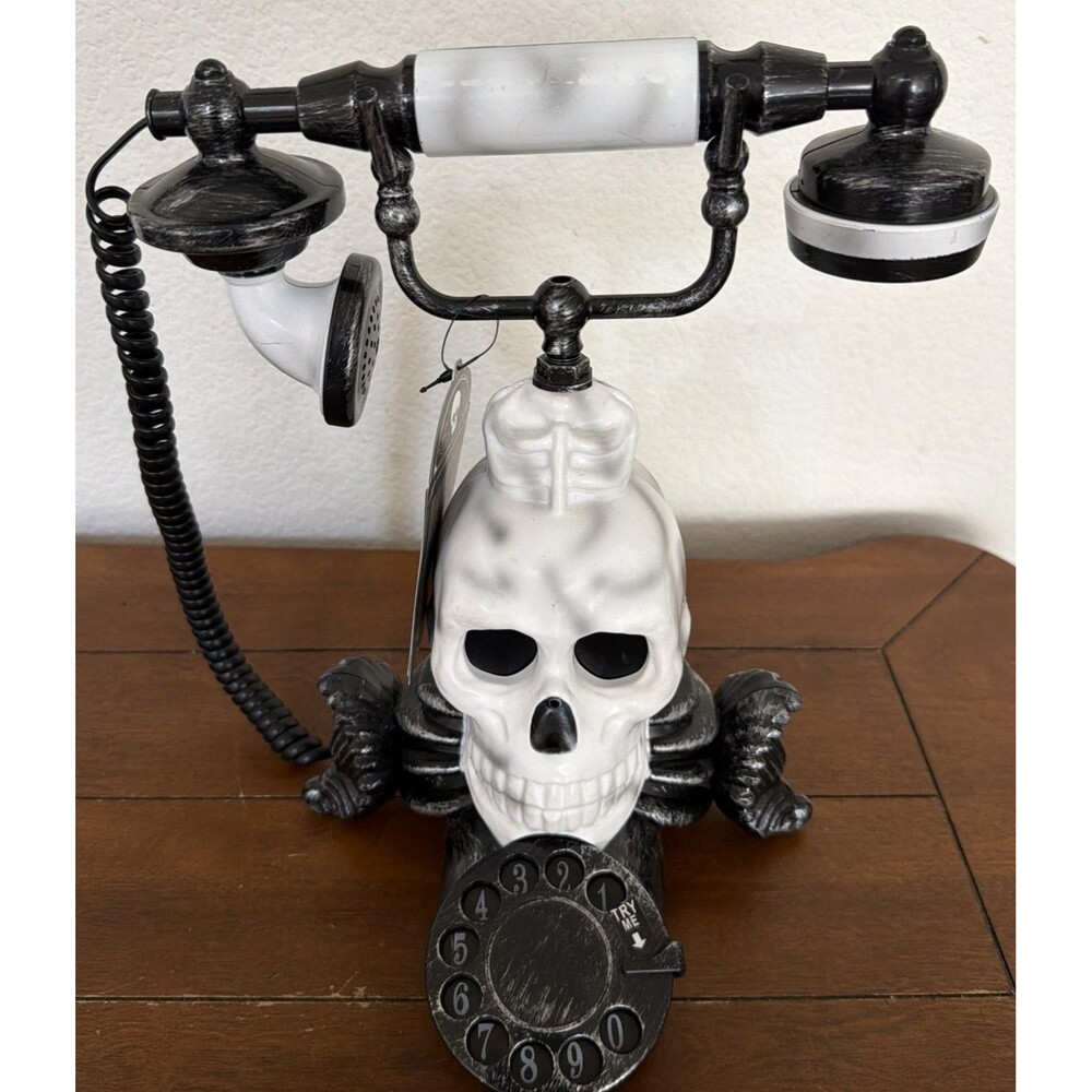 Gemmy Haunted Halloween Skull Talking Telephone with Spinning Red Eyes & Sound